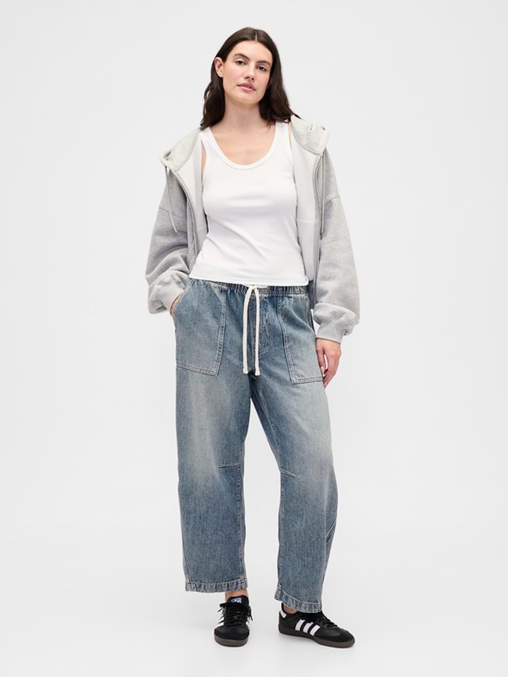 GAP Supersoft Pull On Barrel Leg Jean Light Wash Size large short - Picture 9 of 11